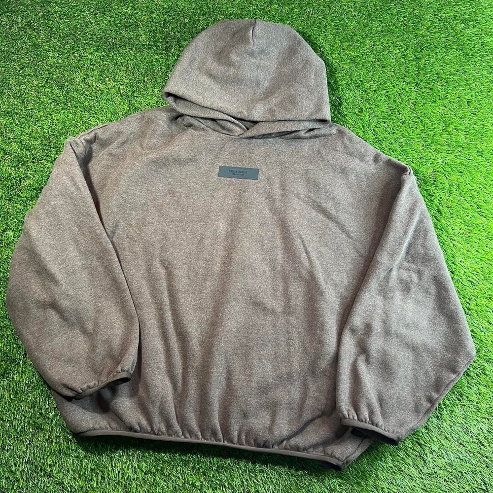 Fear Of God Essentials Pullover Hoodie Brown Oversized Fleece Mens Medium M